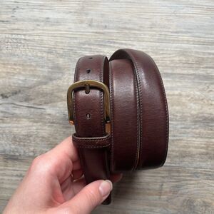 Trafalgar Belt Dark Chocolate Brown Stitched Italian Leather Brass Buckle 38